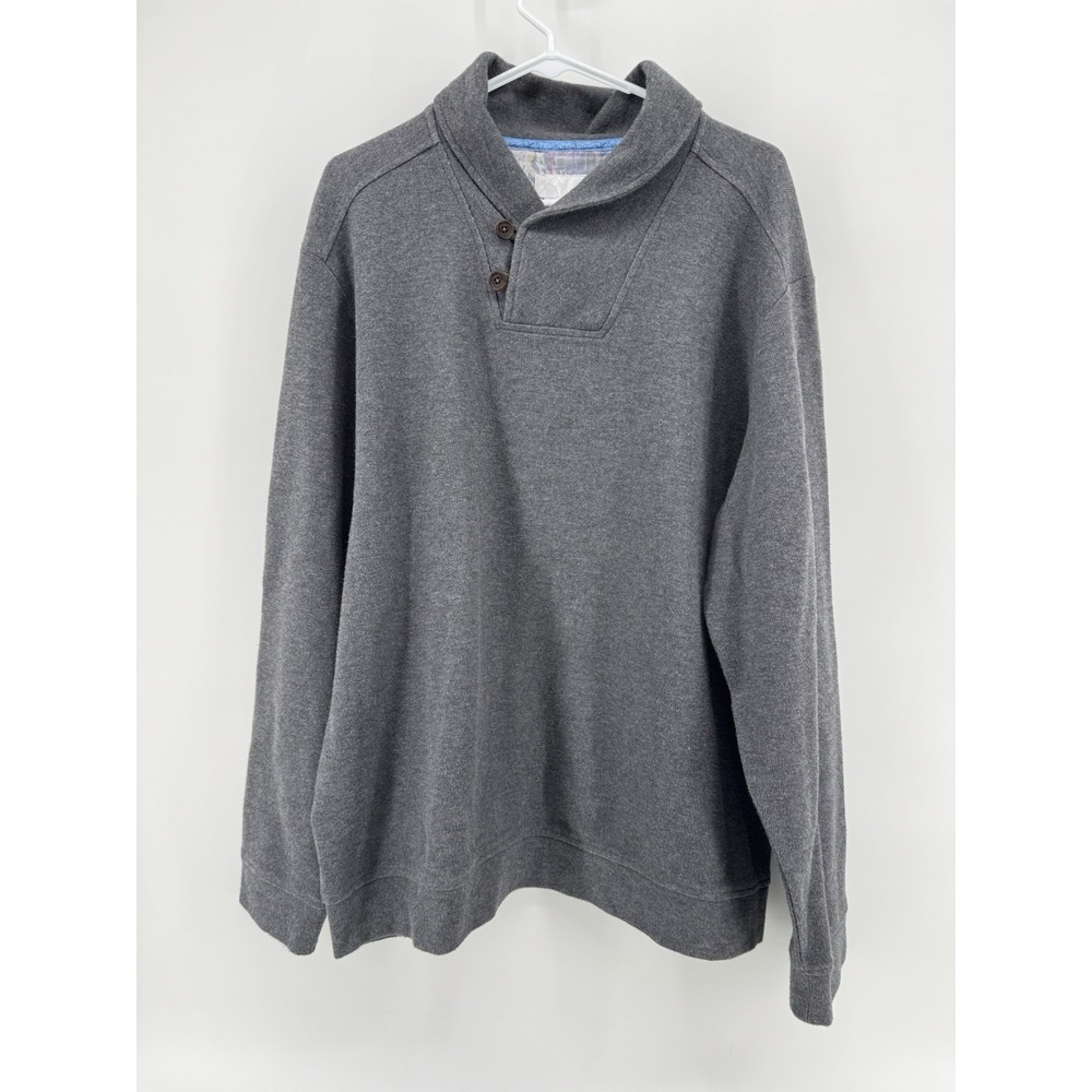 TOMMY BAHAMA Men's Martinique Shawl Collar‎ Pullover Sz XL Gray  Cotton Blend